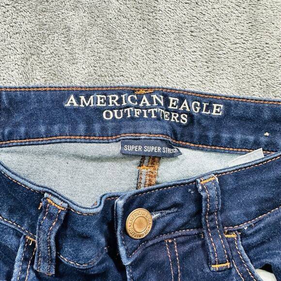 American Eagle Jegging Jeans Womens Sz.4 Blue‎ Denim Crop Super Super Stretch - Picture 3 of 12
